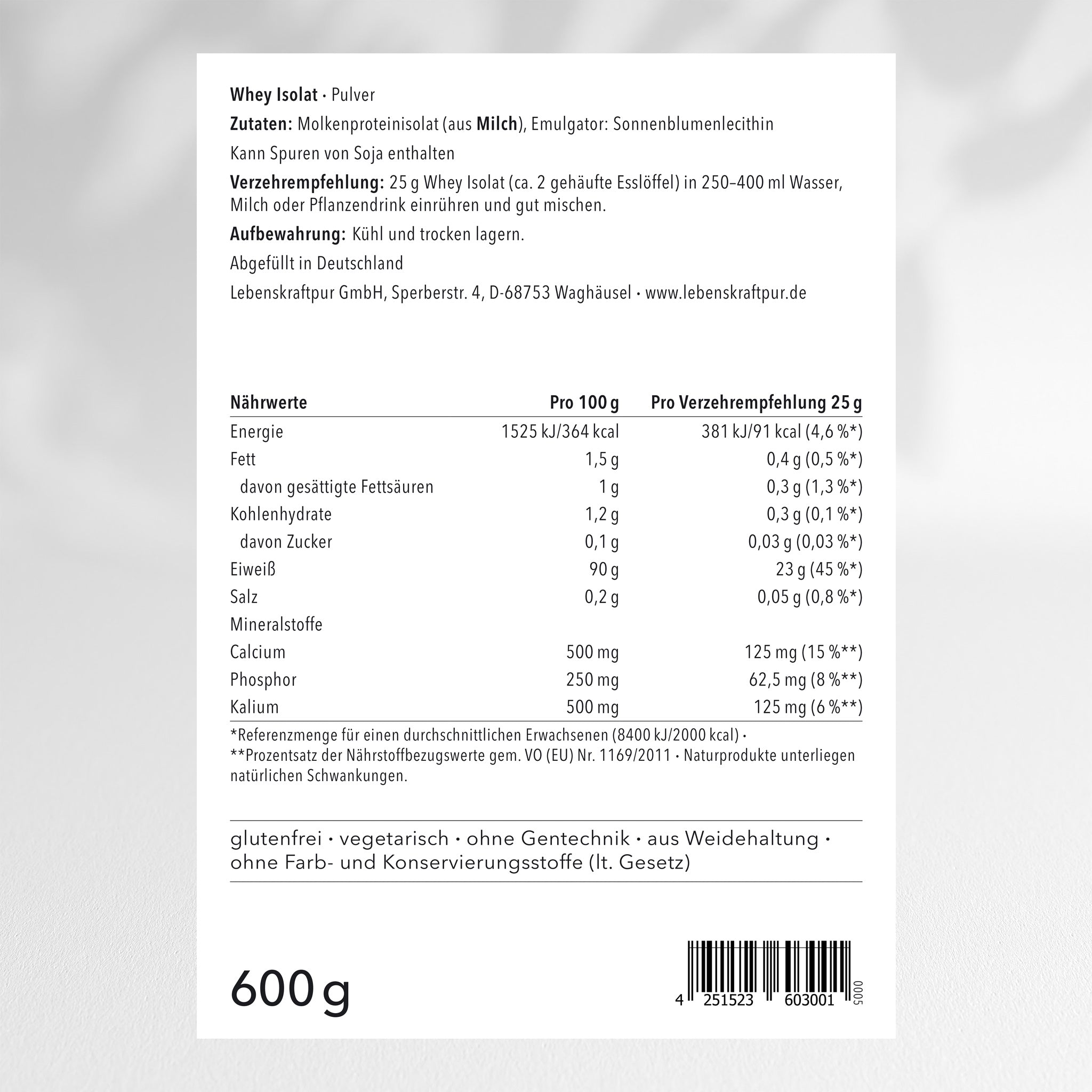 Whey Isolat Pulver