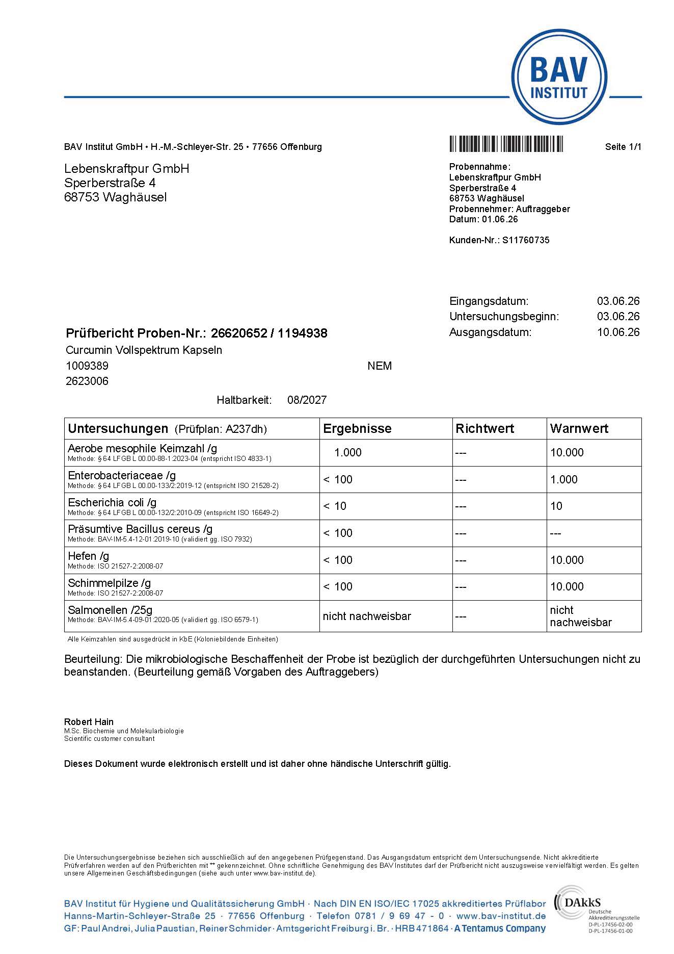 Curcumin Vollspektrum Komplex Kapseln