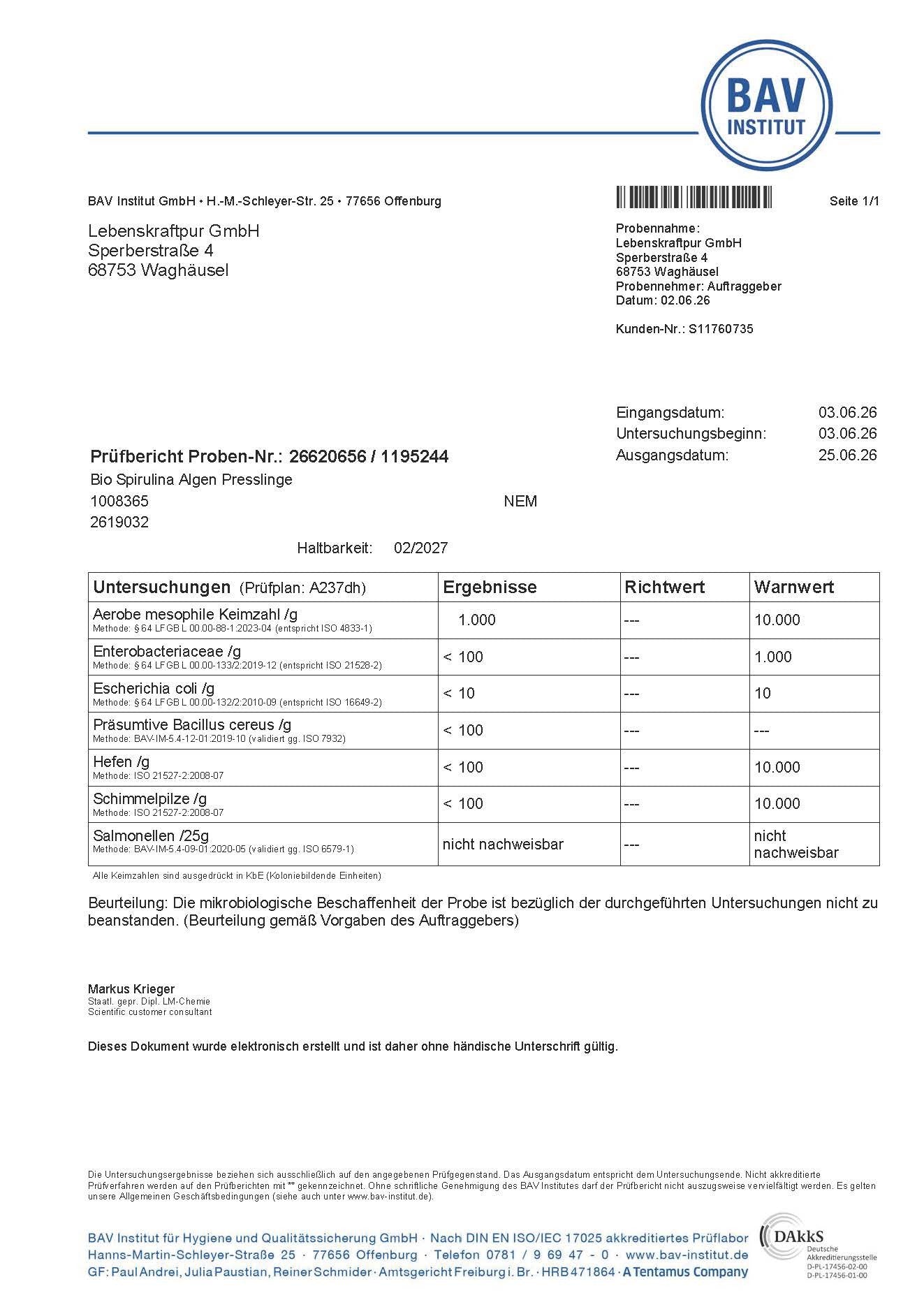 Bio Spirulina Algen Presslinge
