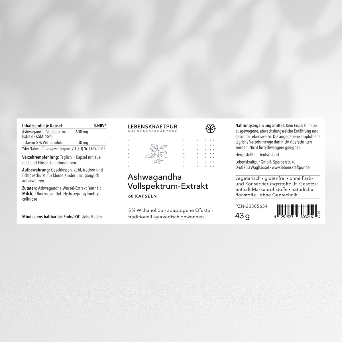 Ashwagandha Vollspektrum-Extrakt Kapseln