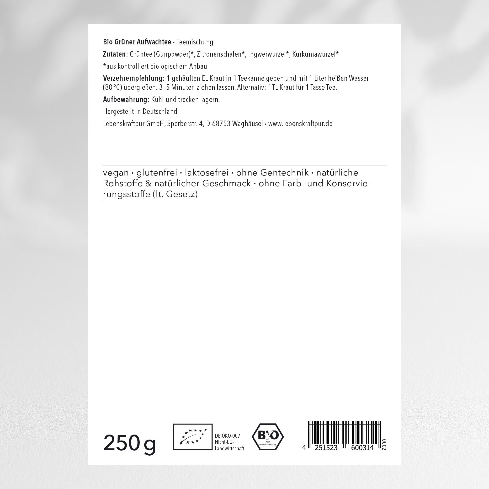 Bio Grüner Aufwachtee Teemischung