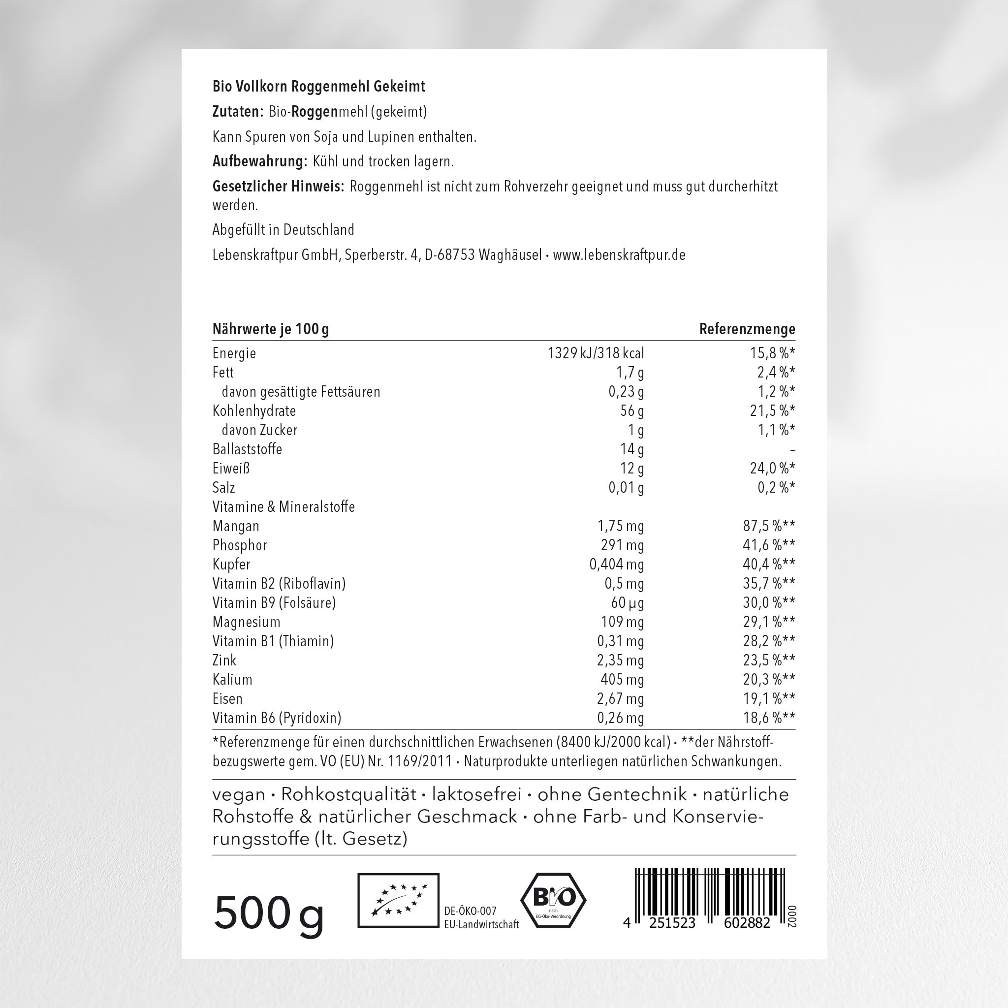 Bio Vollkorn Roggenmehl Gekeimt