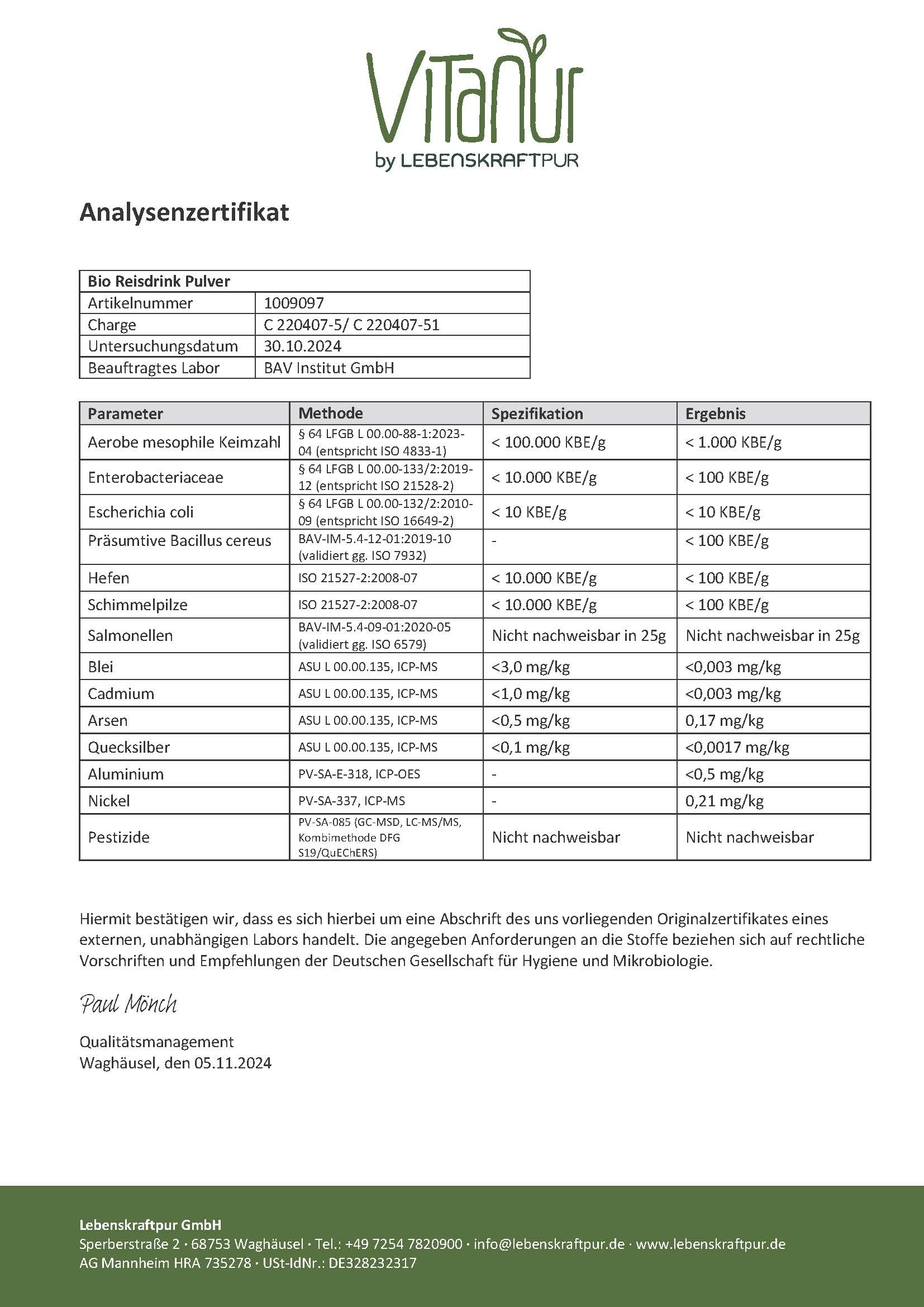 Produktbild Bio Reisdrink Pulver