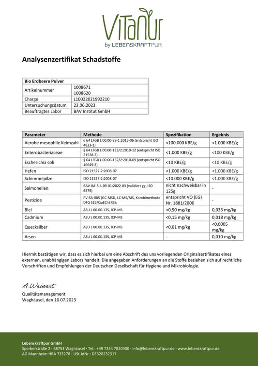 Produktbild Bio Erdbeere Pulver