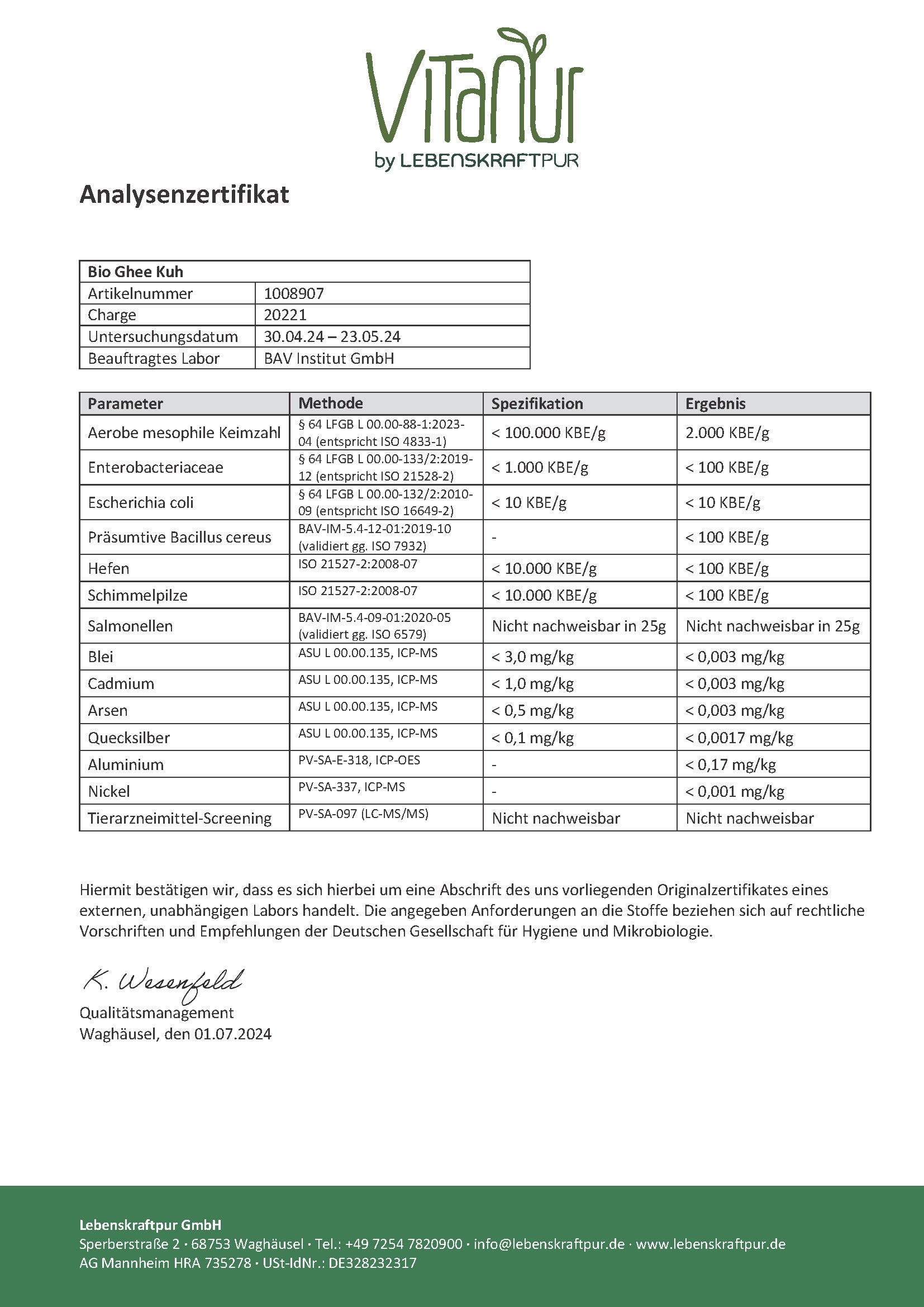 Produktbild Bio Ghee Kuh