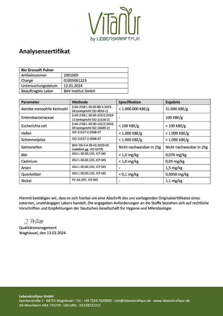 Produktbild Bio Grassaft Pulver