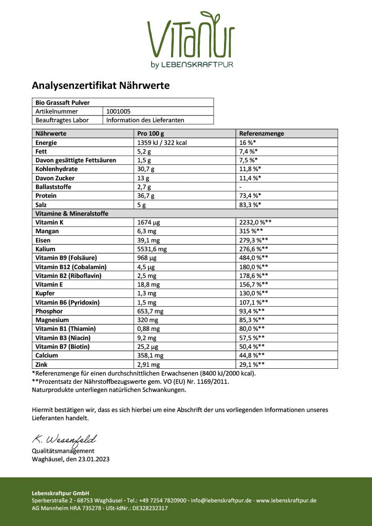 Produktbild Bio Grassaft Pulver