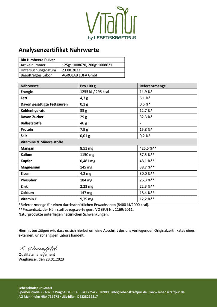 Produktbild Bio Himbeere Pulver