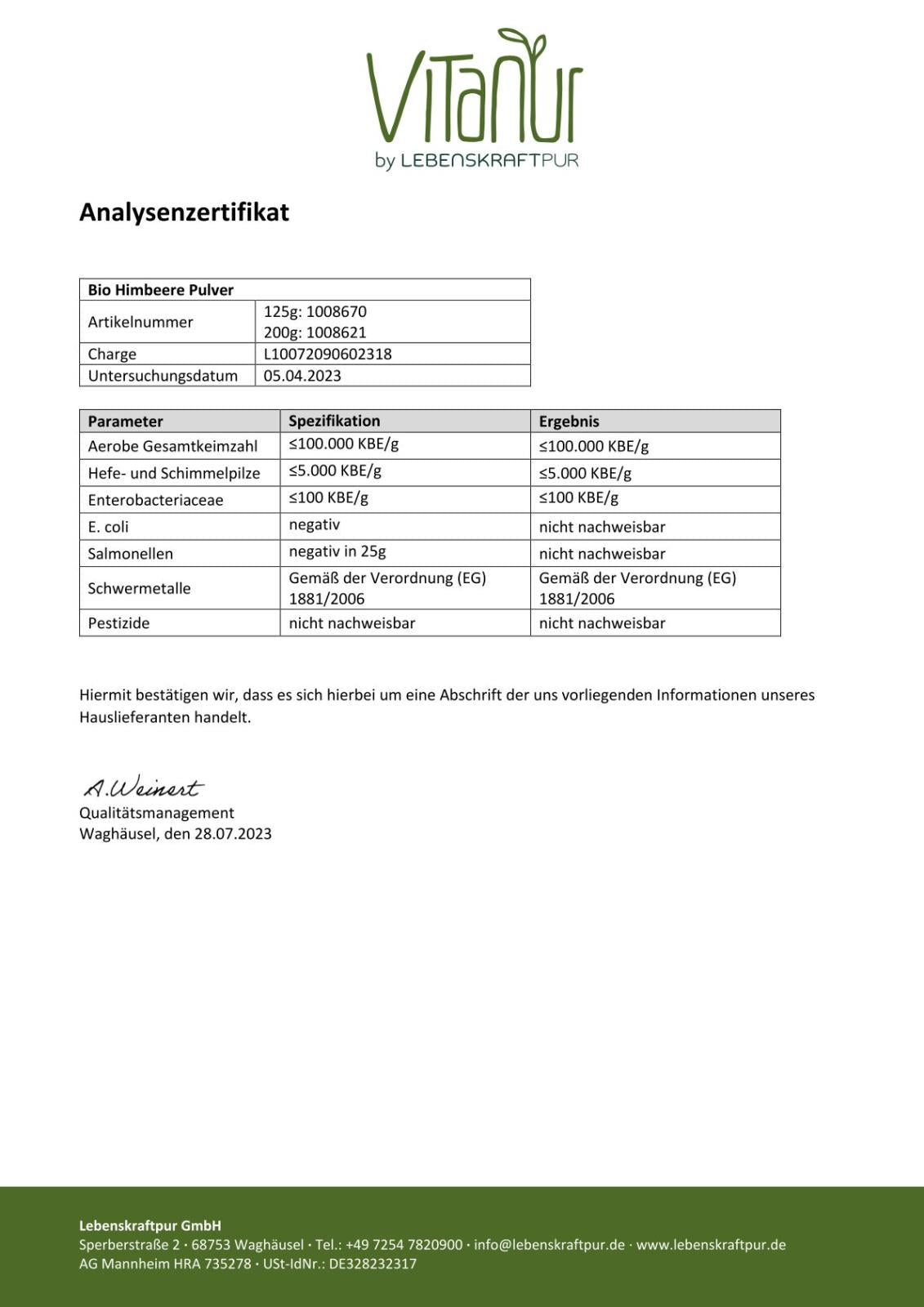 Produktbild Bio Himbeere Pulver