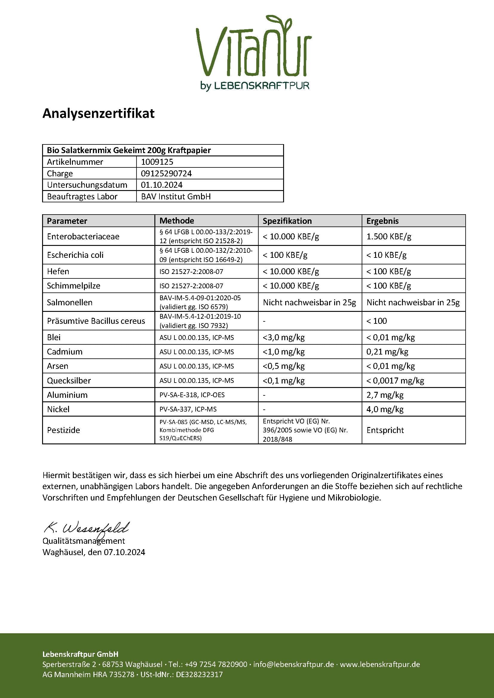 Produktbild Bio Salatkernmix Gekeimt