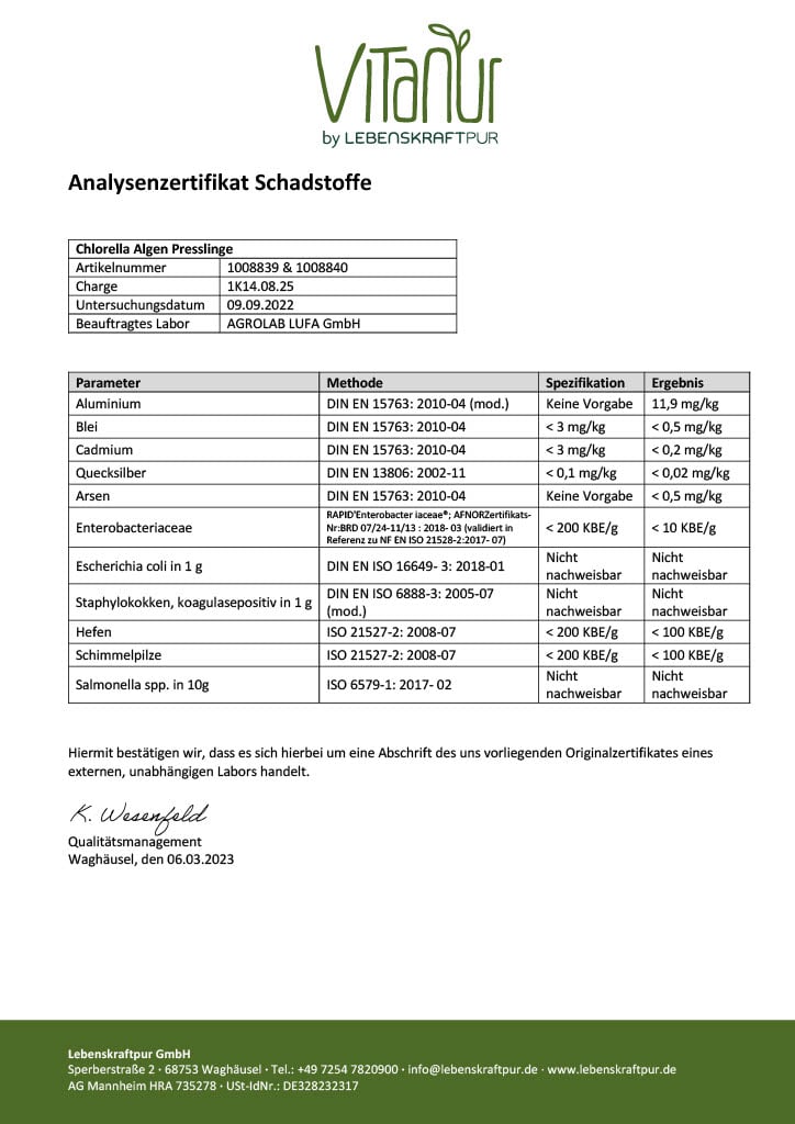 Produktbild Chlorella Algen Presslinge