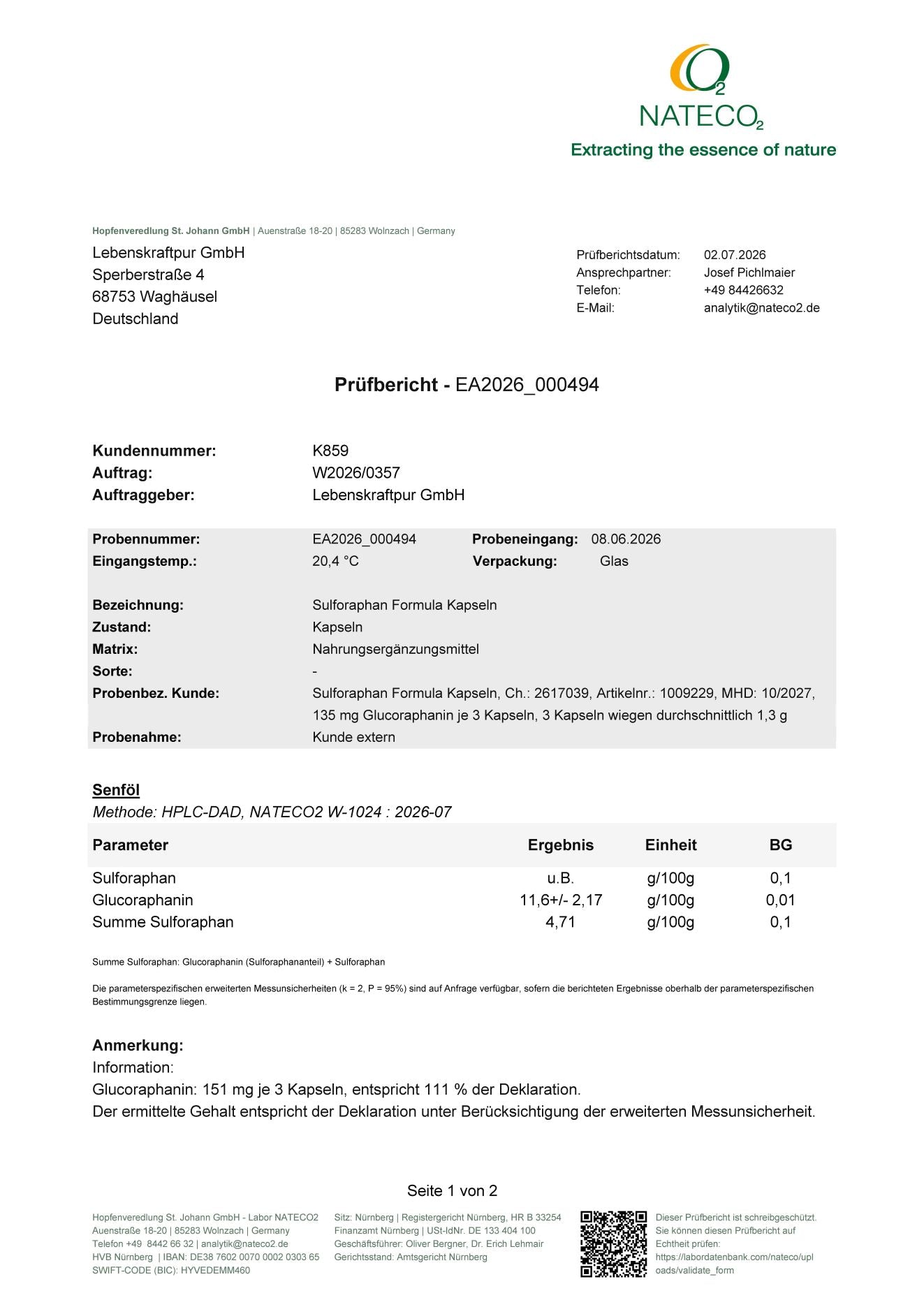 Sulforaphan Formula Kapseln