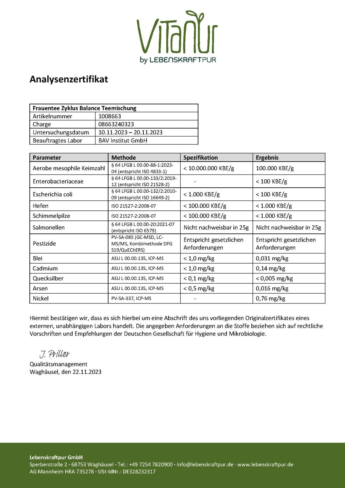 Produktbild Frauentee Zyklus Balance Teemischung