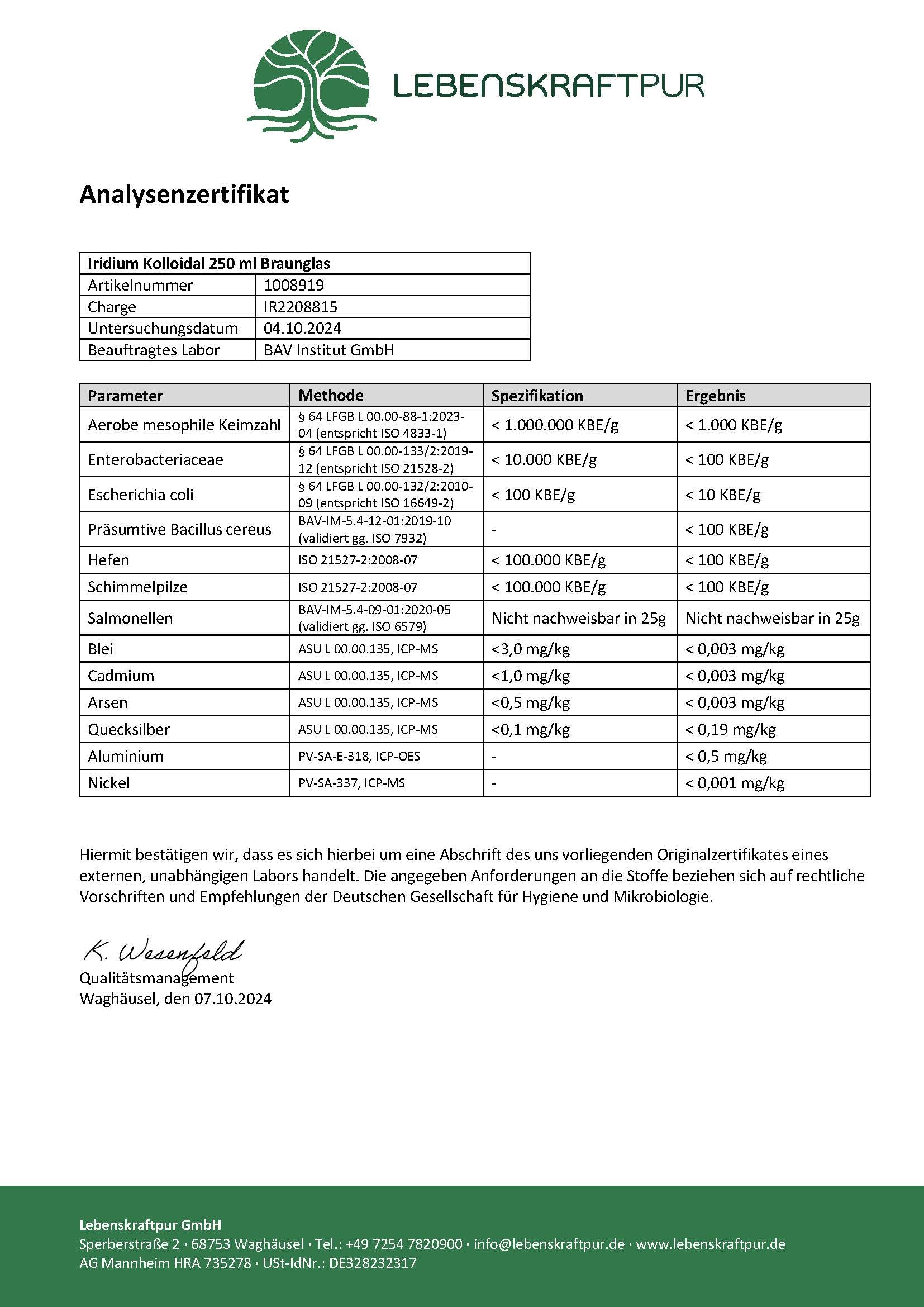 Produktbild Iridium Kolloidal