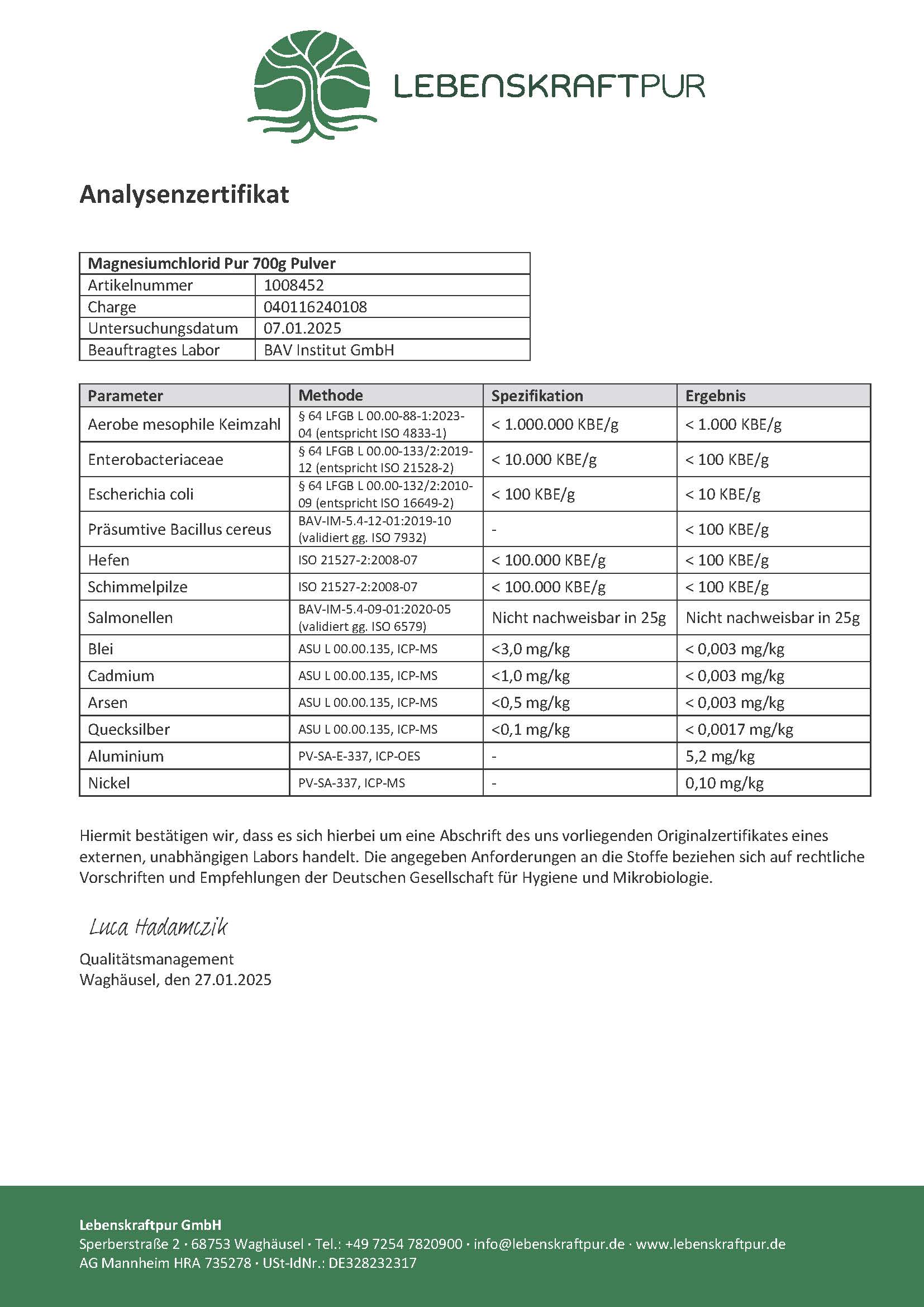 Produktbild Magnesiumchlorid Pulver