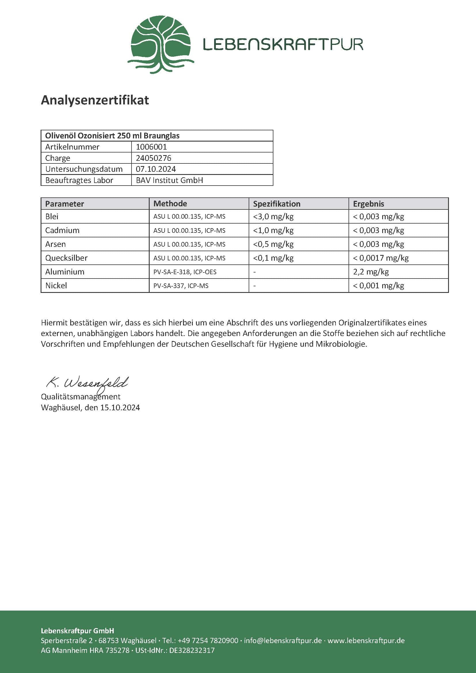 Produktbild Olivenöl Ozonisiert