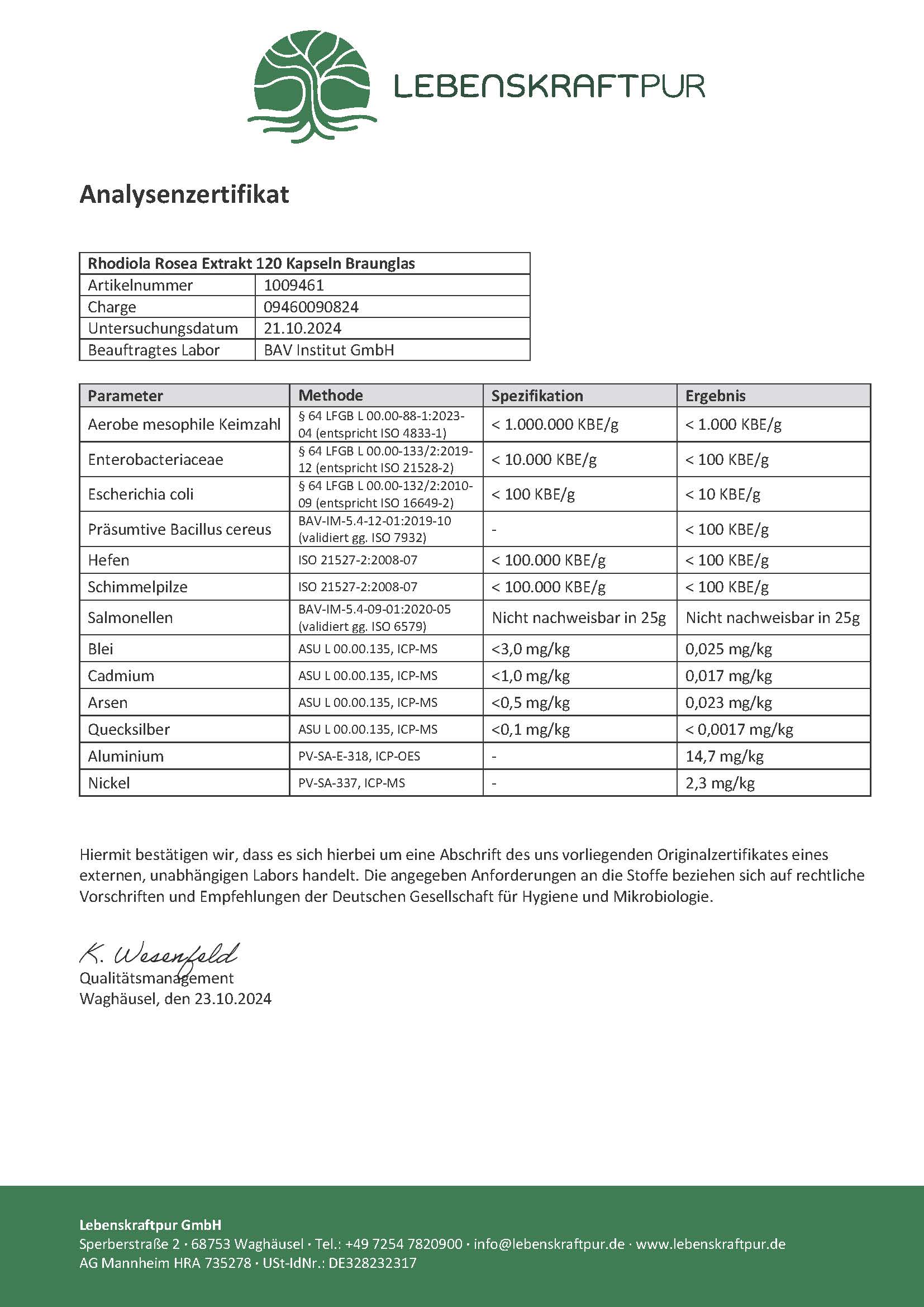 Produktbild Rhodiola Rosea Extrakt Kapseln
