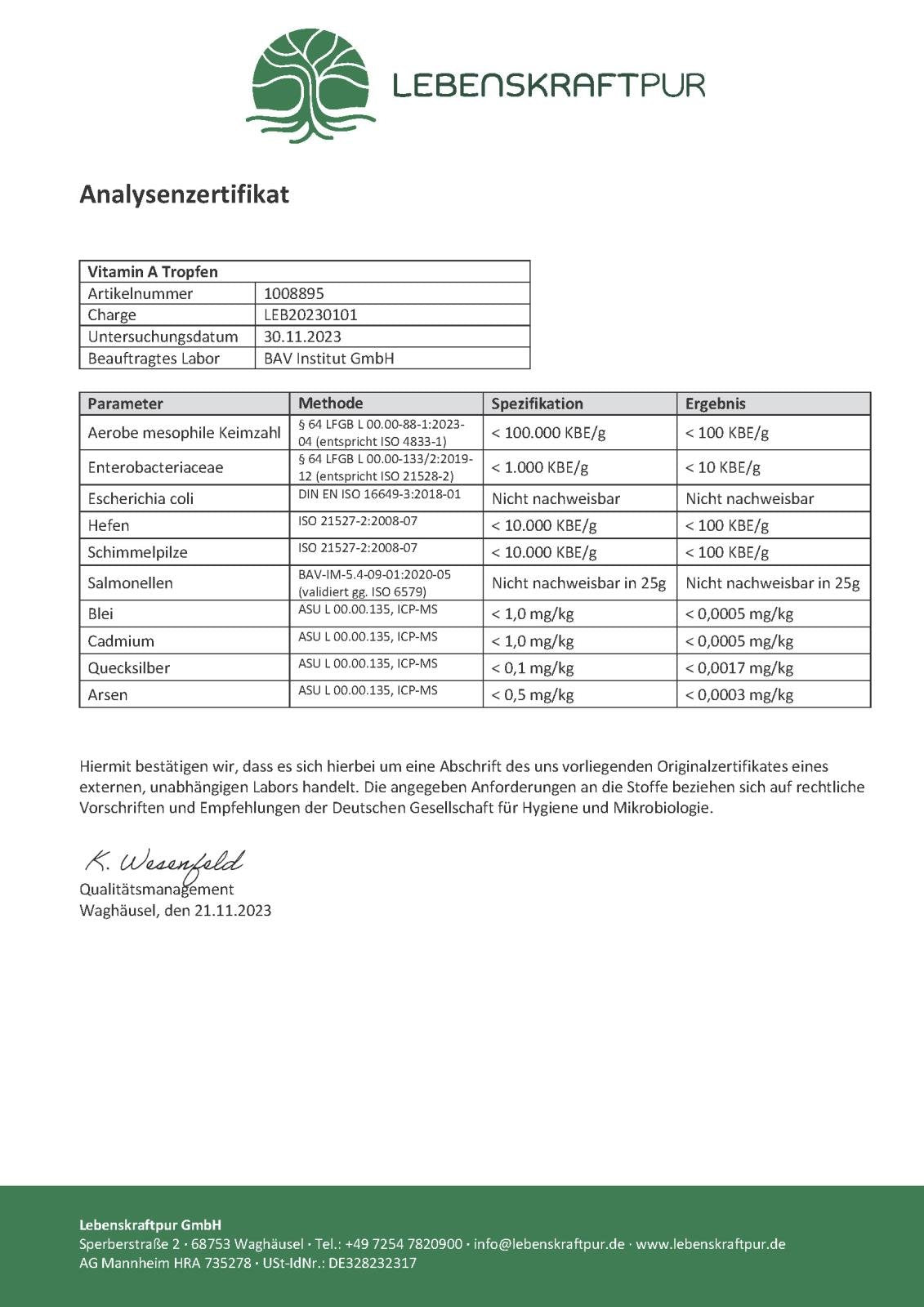 Produktbild Vitamin A Tropfen