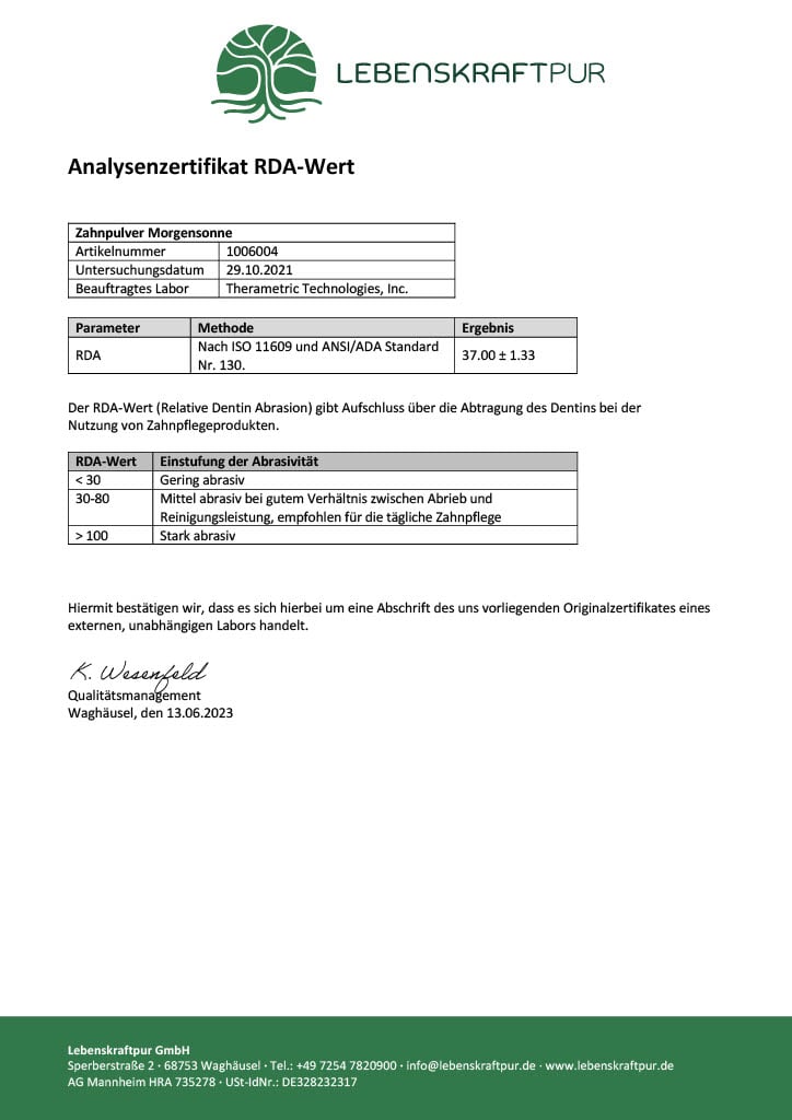 Produktbild Zahnpulver Morgensonne