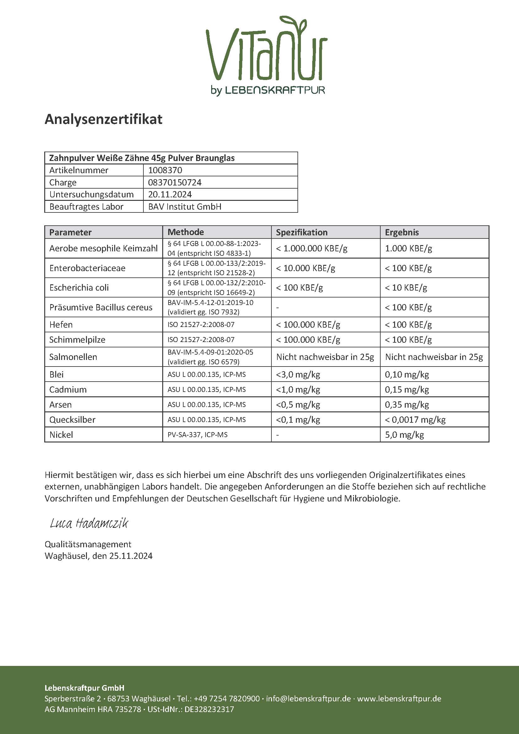 Produktbild Zahnpulver Weiße Zähne