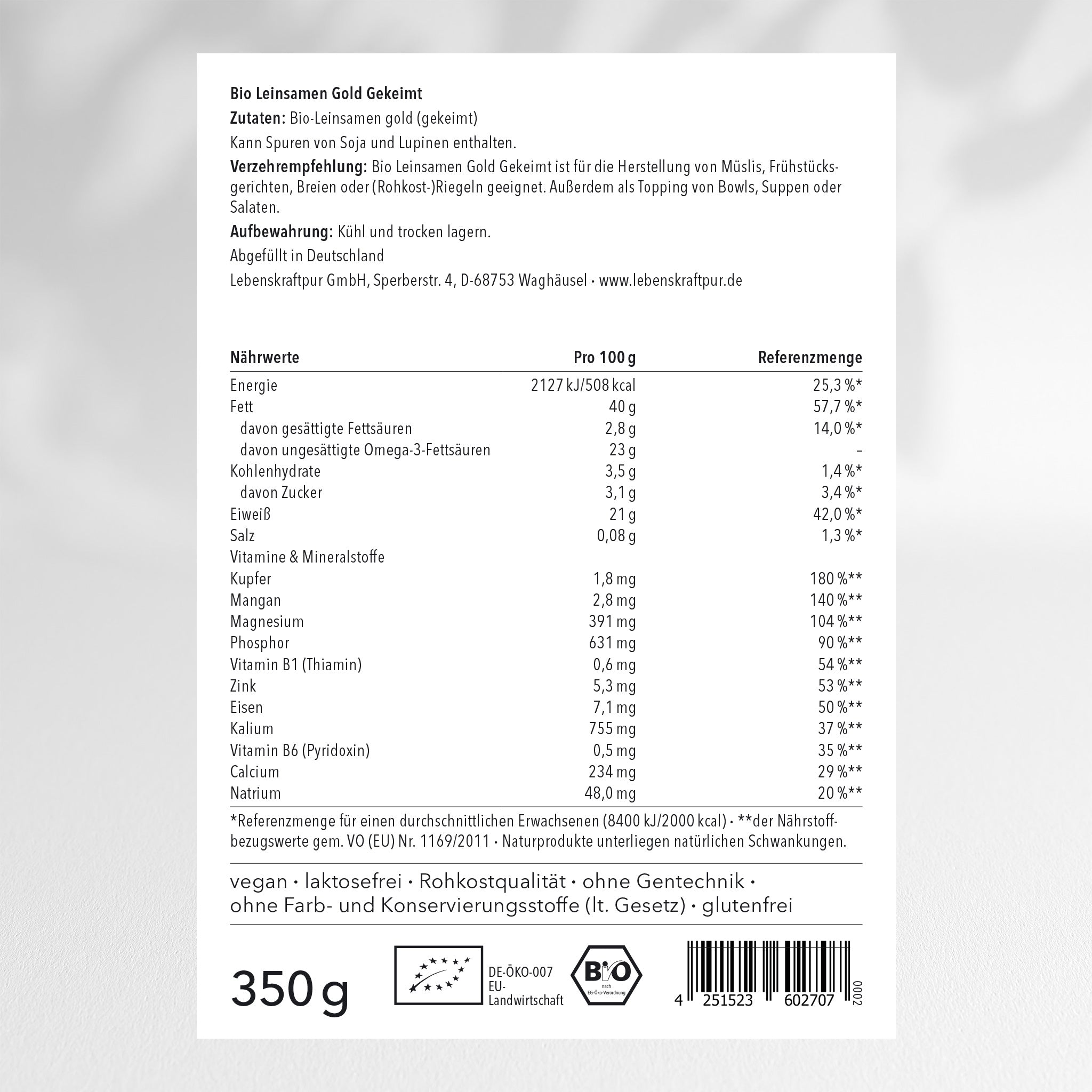 Bio Leinsamen Gold Gekeimt