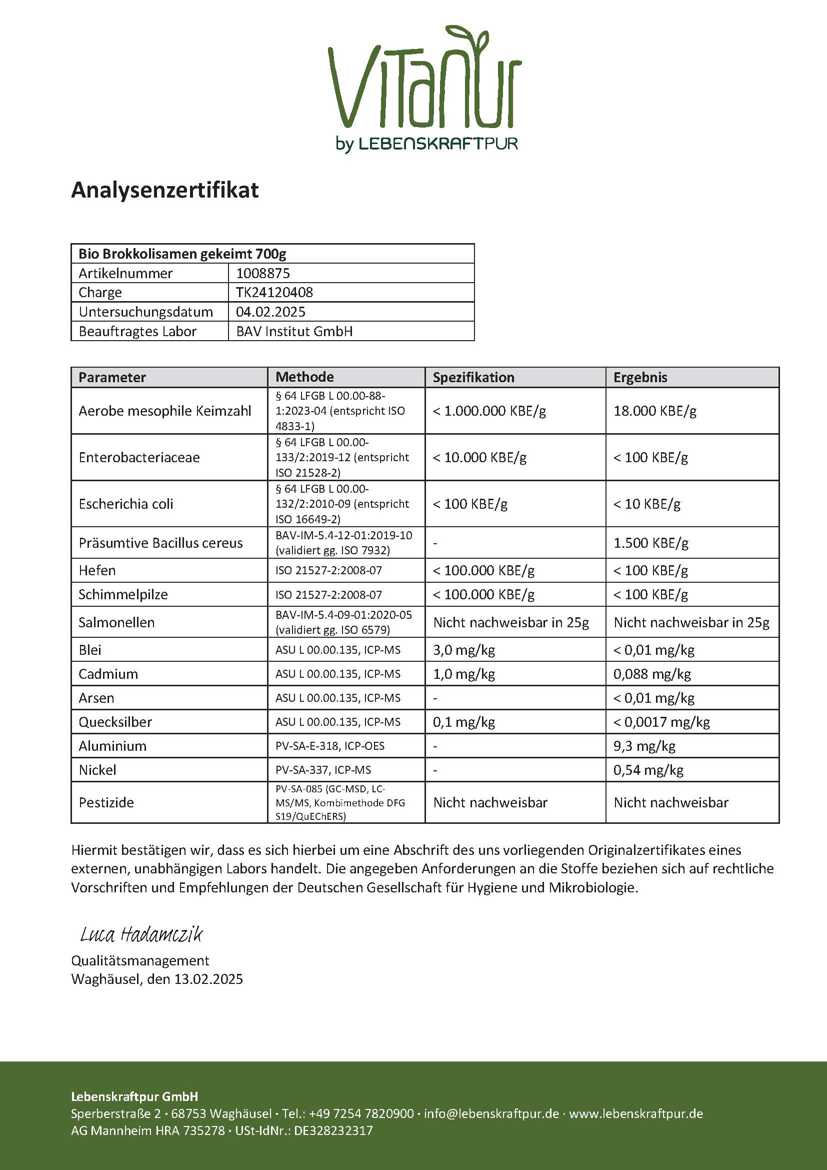 Produktbild Bio Brokkolisamen Gekeimt