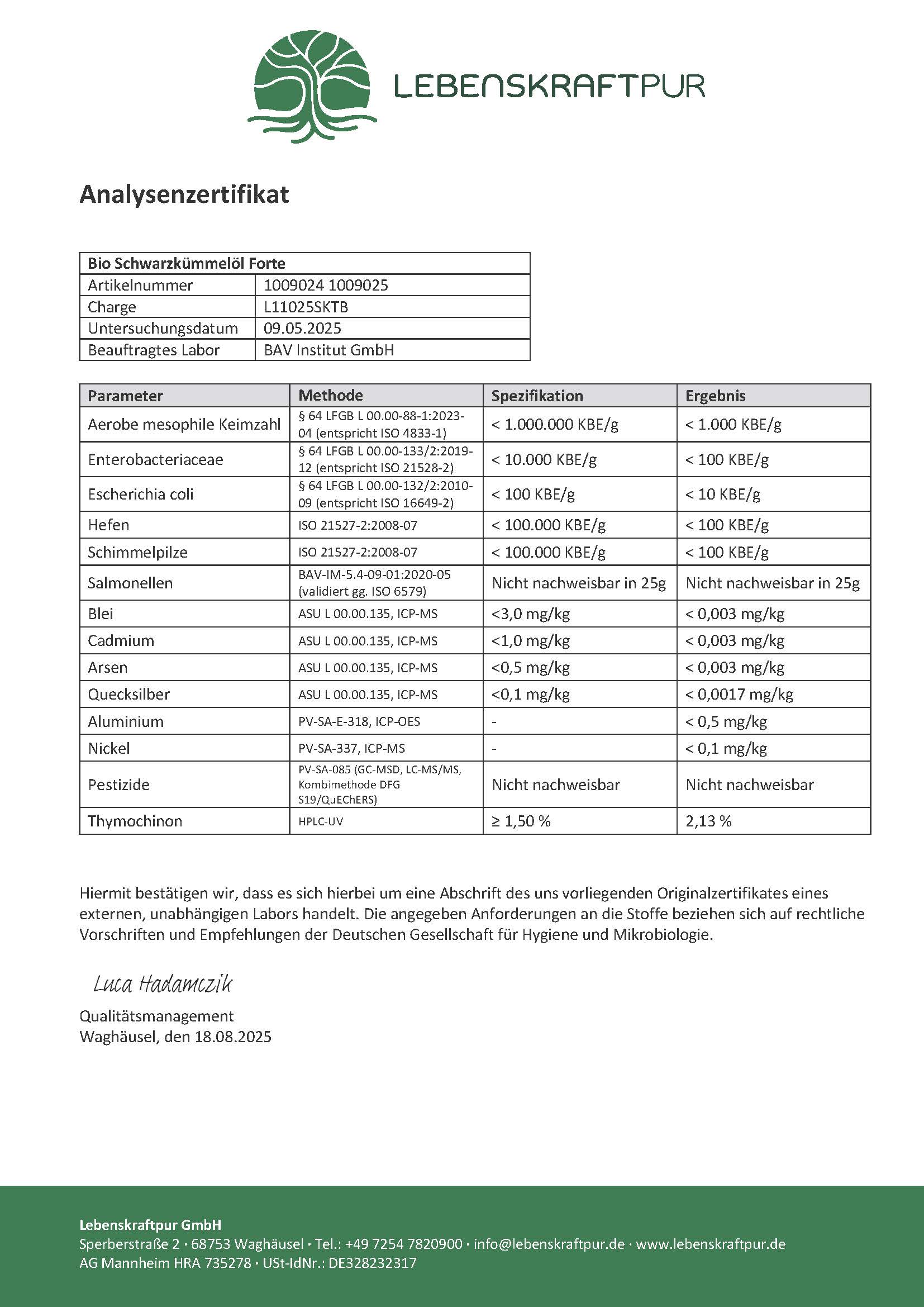 Bio Schwarzkümmelöl Forte