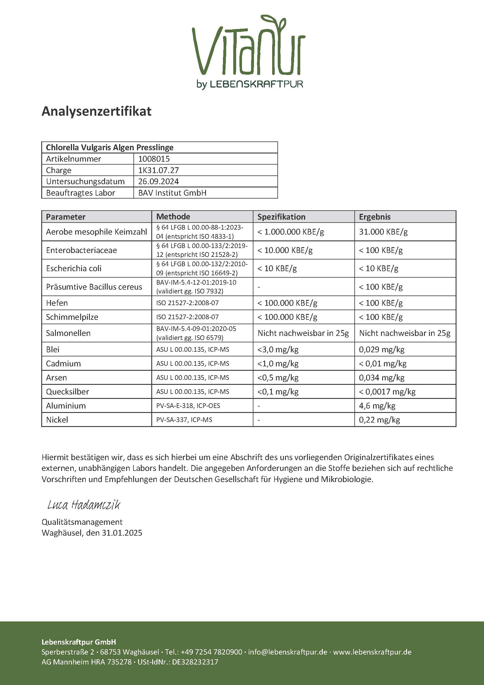 Produktbild Chlorella Algen Presslinge